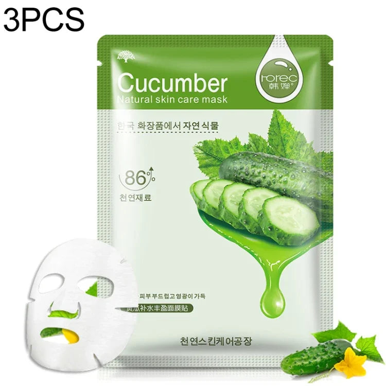 3件套護膚植物面膜保濕控油去黑頭包裹面膜 藍莓、蘆薈、橄欖、蜂蜜、紅石榴、黃瓜