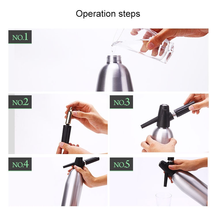 手動蘇打水氣瓶 CO2 分配器水泡生成器冷飲雞尾酒蘇打機鋁製酒吧 DIY 蘇打製造器, 容量: 1L