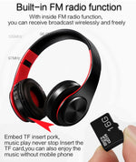 HIFI 立體聲無線藍牙耳機 適用於小米 iPhone 三星平板，附麥克風，支援 SD 卡及 FM