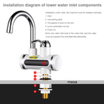 220V 廚房即熱式無水箱電熱水龍頭 帶溫度顯示，底部進水，側面進水