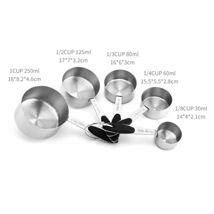 不鏽鋼量匙套裝 咖啡匙 烘焙廚房工具，5合1量杯，5合1量匙，5合1量杯（彩色），5合1量匙（彩色）