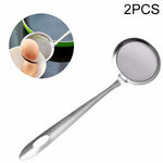 2件組廚房不鏽鋼網撈勺蔬菜渣油網濾器，尺寸：19x7.3x6.2公分，19x7.3x6.2公分