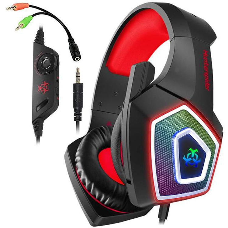 V1 3.5mm RGB 彩色發光線控遊戲耳機，線長：2.2米