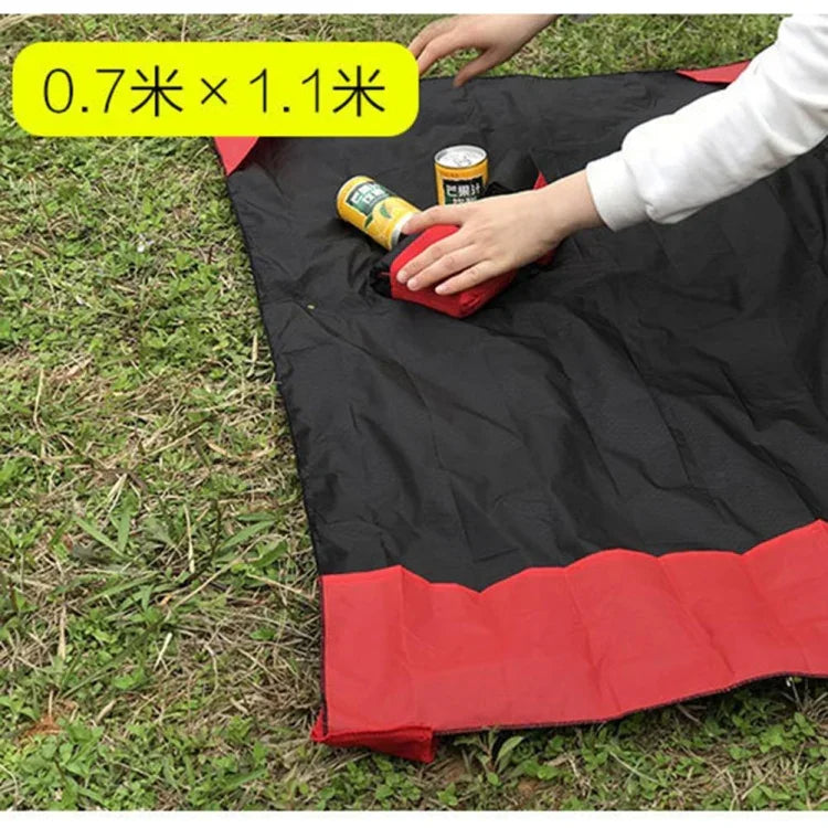 便攜超薄折疊露營墊口袋防水毯戶外野餐墊沙灘墊，尺寸：70*110cm，70x110cm紅色，70x110cm藍色