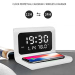 10W QI 通用多功能手機無線充電器，含鬧鐘及時間／日曆／溫度顯示，RT1 10W（黑色）
