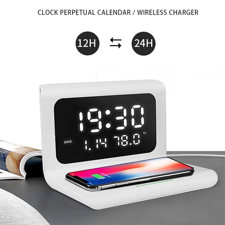 10W QI 通用多功能手機無線充電器，含鬧鐘及時間／日曆／溫度顯示，RT1 10W（黑色）