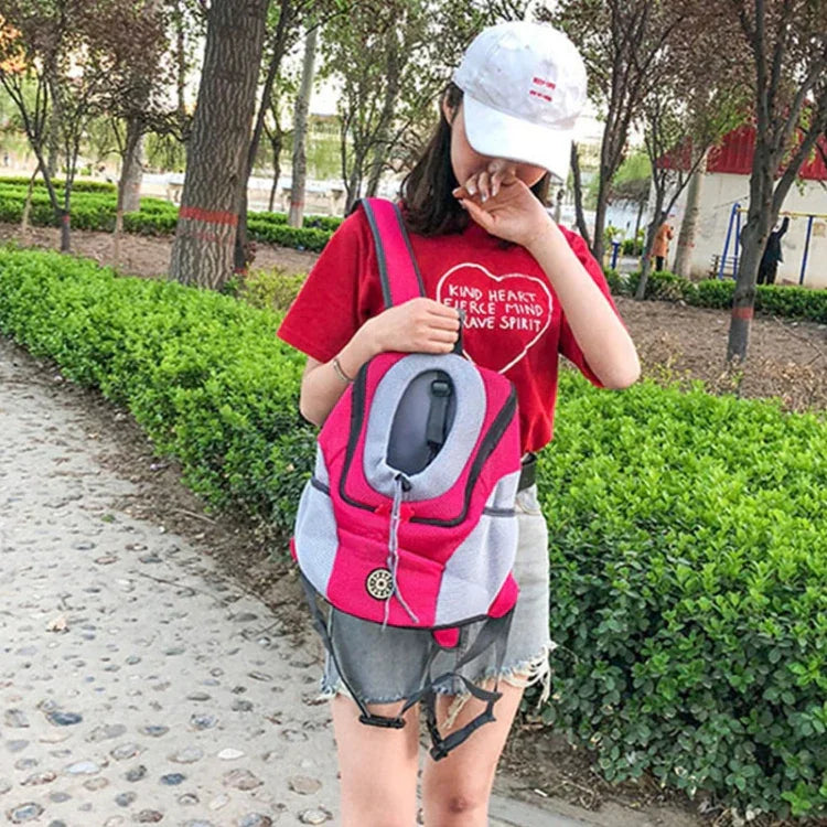 戶外寵物狗提袋 前袋 雙肩便攜旅行背包 網狀背包 頭部，S，L