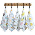 Six-Layer Gauze Cotton Baby Square Handkerchief Saliva Towel Styles Random Delivery, 25x25cm, 30x30cm