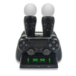 iPlay 遊戲手把充電多功能充電座，適用於 PS4 / PS4 Move / PS VR，適用於 PS4 VR/PS VR/PS Move