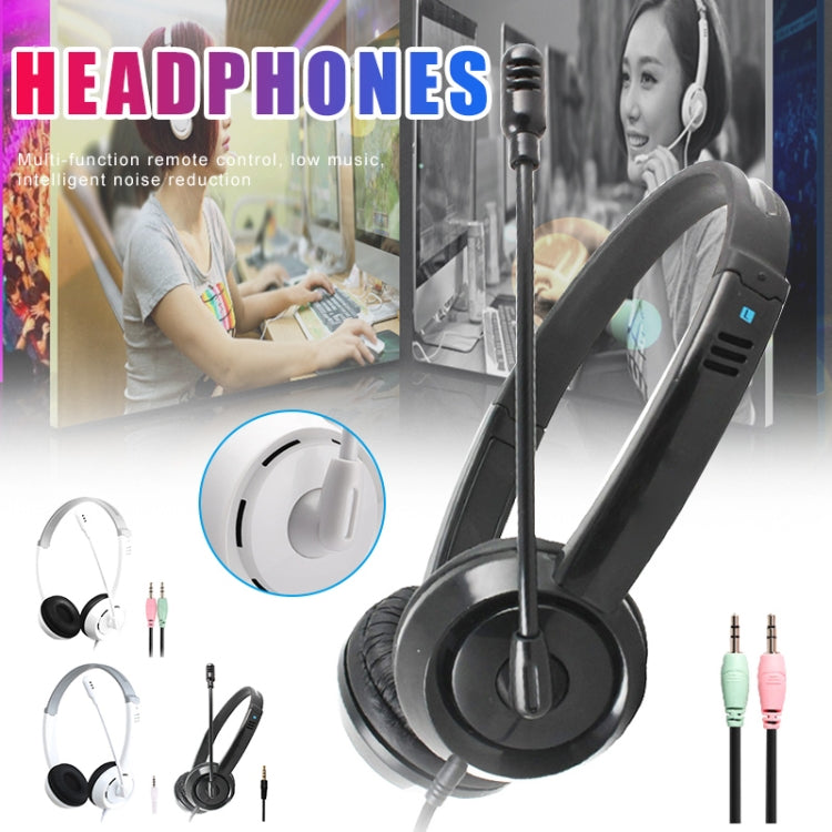 DANYIN DT326 Head-mounted Desktop Computer Children Learning Wire Headset with Microphone, Cable Length:1.8m, DT326 3.5mm Two-hole White, DT326 3.5mm Two-hole Black, DT326 Single Hole Four-level White, DT326 Single Hole Four-level Black                ...