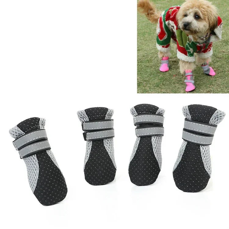4 合 1 寵物鞋 狗鞋 行走鞋 小型犬寵物用品，S, M, L, XL