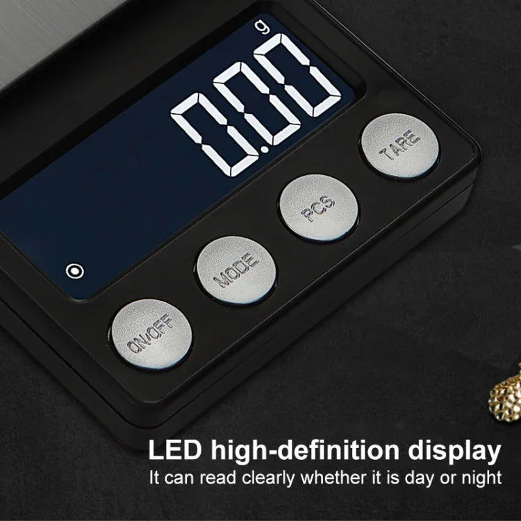 高精度電子秤迷你便攜珠寶藥品秤，500g/0.1g，100g/0.01g，200g/0.01g，300g/0.01g，500g/0.01g，1000g/0.1g