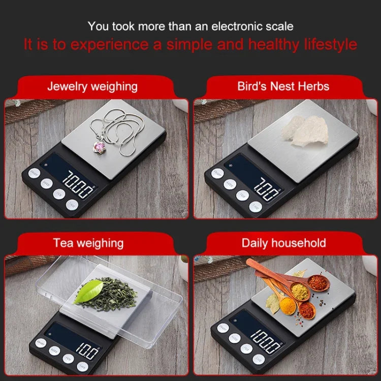 高精度電子秤迷你便攜珠寶藥品秤，500g/0.1g，100g/0.01g，200g/0.01g，300g/0.01g，500g/0.01g，1000g/0.1g