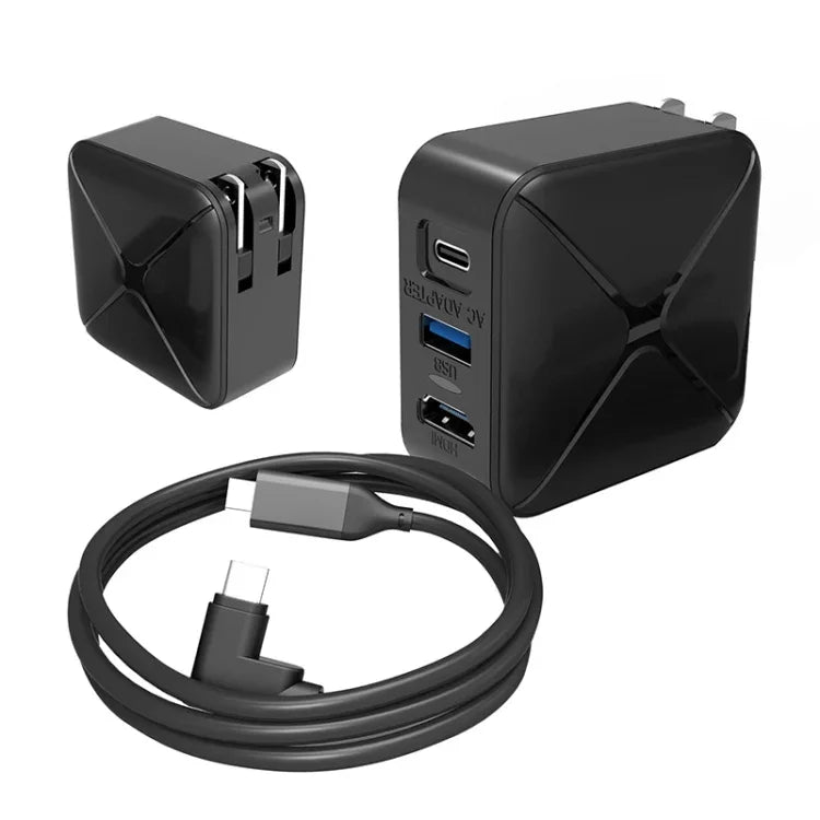 多功能投影及充電交流電源適配器底座，支援Android/PC/Lite Switch，黑色+美國插頭，黑色+歐洲插頭，黑色+英國插頭