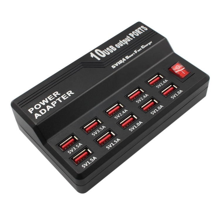 100-240V USB 介面智能快充數字電子充電器多功能充電器，美規插頭，10 端口，12 端口