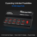 100-240V USB 介面智能快充數字電子充電器多功能充電器，美規插頭，10 端口，12 端口