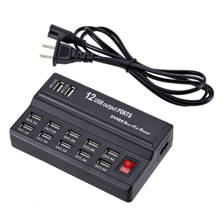 100-240V USB 介面智能快充數字電子充電器多功能充電器，美規插頭，10 端口，12 端口