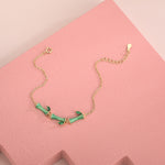 S925 Sterling Silver Epoxy Bamboo Bracelet Diamond Green Zircon Bracelet