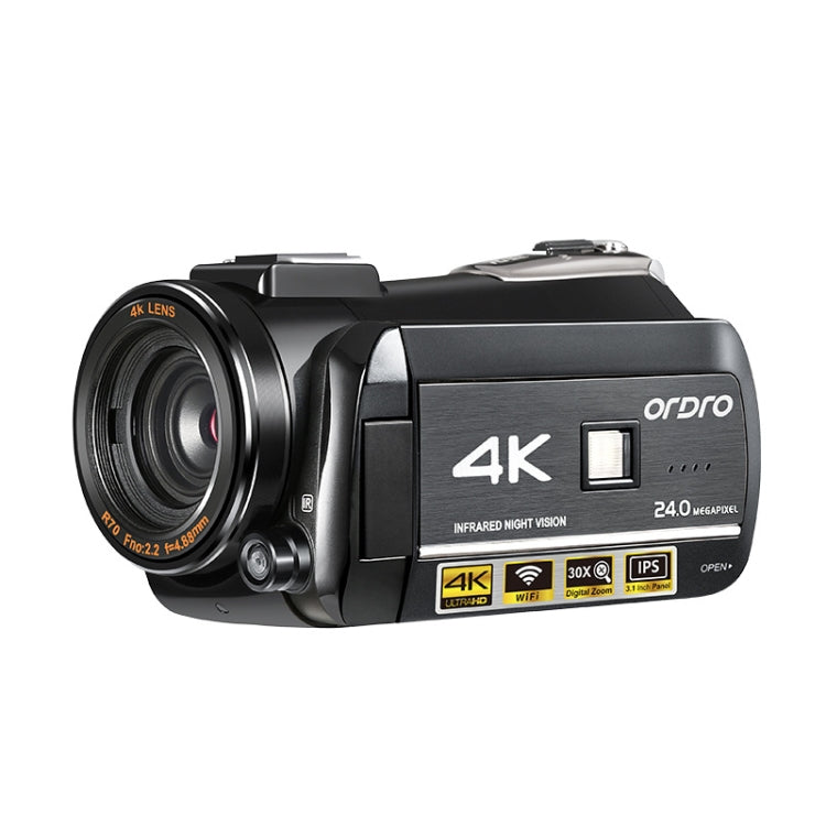 ORDRO AC3 3.1 吋 IPS 螢幕 4K 全高清 13MP 夜視 WiFi 直播攝錄機 DV 數碼相機，標準版，標準版 + 麥克風，標準版 + 麥克風 + 手持支架，標準版 + 麥克風 + 補光燈