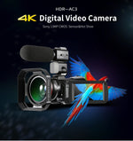 ORDRO AC3 3.1 inch IPS Screen 4K Full HD 13MP Night Vision WiFi Live Camcorder DV Digital Camera, Standard, Standard + Microphone, Standard + Microphone +Handheld Stand, Standard+ Microphone +Fill Light