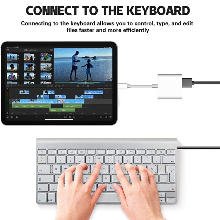 8 Pin 轉 USB2.0+8 Pin 介面 OTG 轉接器，支持 IOS 系統