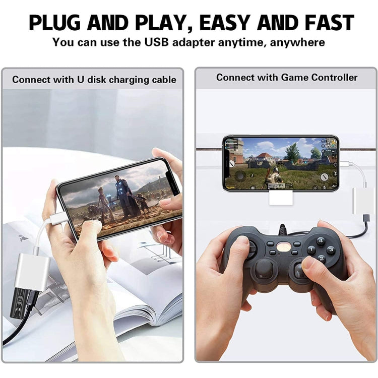 8 Pin 轉 USB2.0+8 Pin 介面 OTG 轉接器，支持 IOS 系統