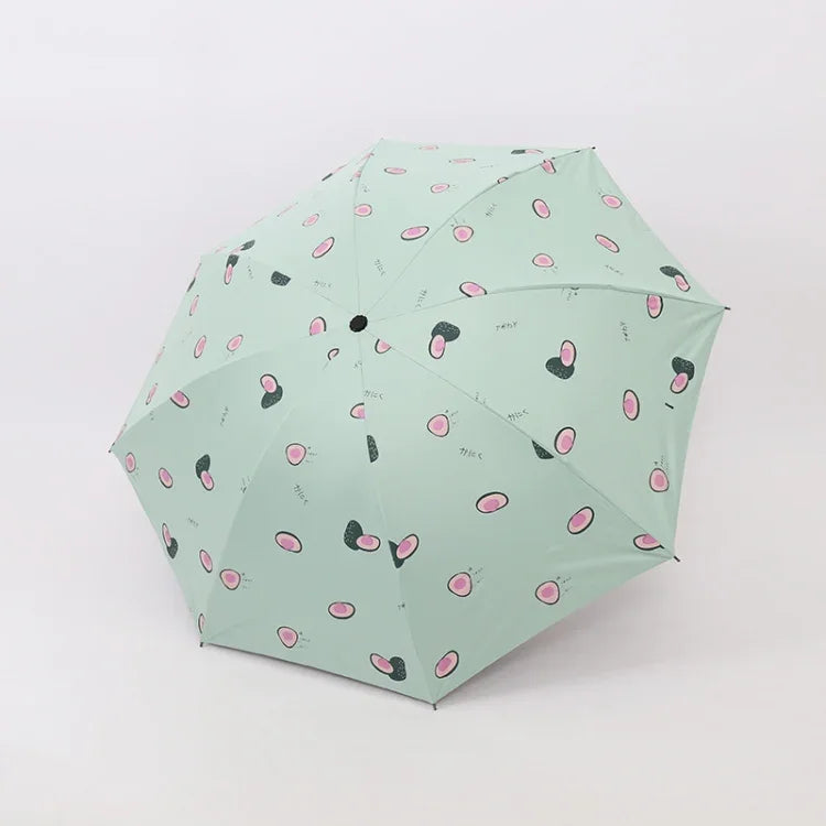 小清新女用晴雨傘 學生乙烯基三折簡約雙用晴雨傘，酪梨綠，酪梨白，酪梨粉，草莓白，草莓粉，桃子白，桃子粉