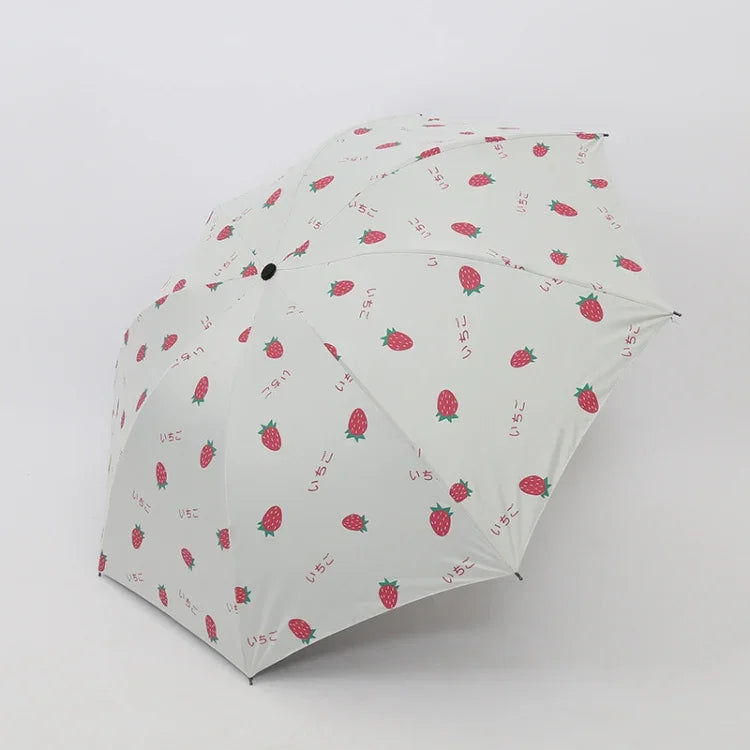 小清新女用晴雨傘 學生乙烯基三折簡約雙用晴雨傘，酪梨綠，酪梨白，酪梨粉，草莓白，草莓粉，桃子白，桃子粉