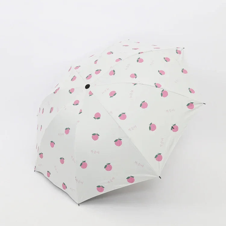 小清新女用晴雨傘 學生乙烯基三折簡約雙用晴雨傘，酪梨綠，酪梨白，酪梨粉，草莓白，草莓粉，桃子白，桃子粉