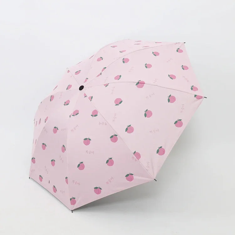 小清新女用晴雨傘 學生乙烯基三折簡約雙用晴雨傘，酪梨綠，酪梨白，酪梨粉，草莓白，草莓粉，桃子白，桃子粉