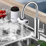 Zoosen 電熱水龍頭連接型即熱水龍頭 CN 插頭，款式：白色 + 防漏，白色，帶花灑頭連接器，白色 + 防漏