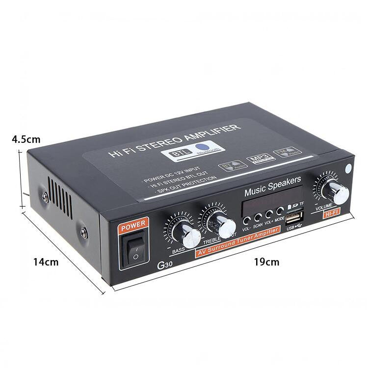 G30智能數字功率放大器內置藍牙/USB/SD/FM功率放大器，歐規插頭