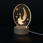 3D Atmosphere Decorative Light Acrylic Inner Carved LED Night Light Creative Girl Table Lamp, Double Deer, Whale Girl, Deer, Cartoon Astronaut, Good Night, Flamingo, Full Moon, Tree Cat, Swan, Stars And Moon, Full Moon Swan, Moon Girl