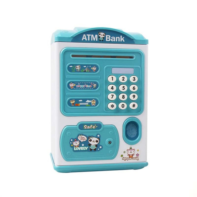 Simulation Password Fingerprint Sensor Unlocking Money Box Automatic Roll Money Safe ATM Piggy Bank, Pink, Blue