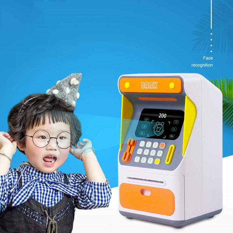 模擬人臉識別ATM存款箱 模擬密碼自動捲錢保險存款箱，橙色（電池版），藍色（電池版），橙色（充電版），藍色（充電版）