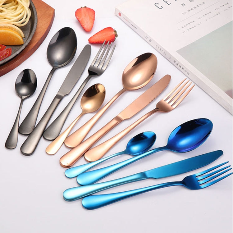 24合1不鏽鋼餐具西式牛排刀叉禮品套裝，銀色，金色，玫瑰金，彩虹色，黑色