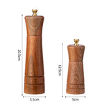 木製胡椒研磨器 廚房家用手動實心胡椒粉黑胡椒磨瓶調味罐，款式3，5英寸，款式3，8英寸