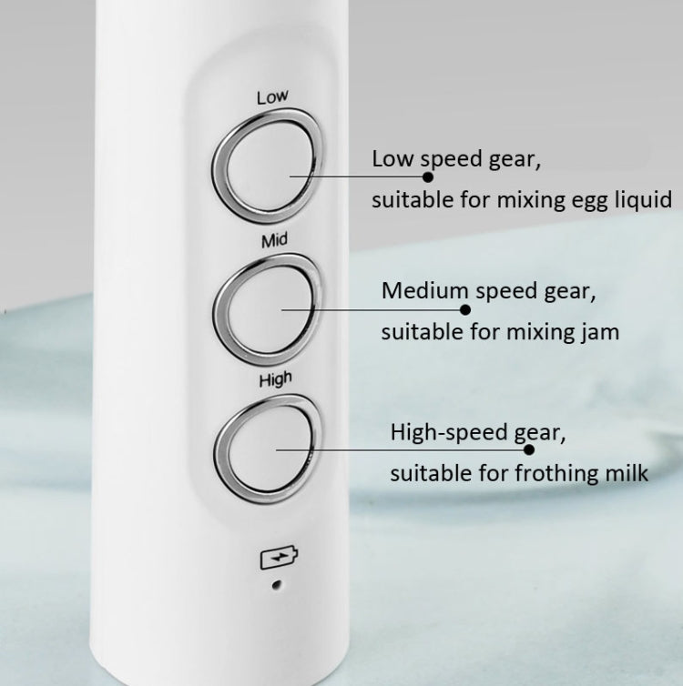 打蛋器 家用電動烘焙迷你無線手持充電攪拌器奶泡機，白色，黑色