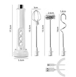 打蛋器 家用電動烘焙迷你無線手持充電攪拌器奶泡機，白色，黑色
