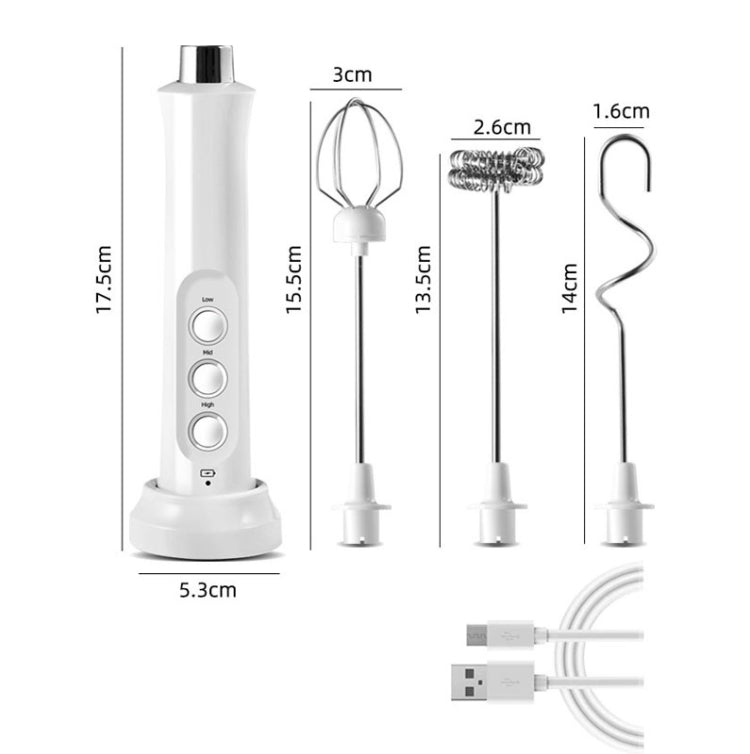打蛋器 家用電動烘焙迷你無線手持充電攪拌器奶泡機，白色，黑色