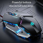 Inphic W-02 6鍵家用辦公發光巨集編程 USB 電腦機械遊戲有線滑鼠，W-02（金屬灰）