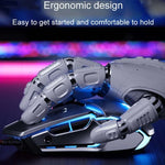 Inphic W-02 6鍵家用辦公發光巨集編程 USB 電腦機械遊戲有線滑鼠，W-02（金屬灰）