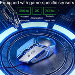 Inphic W-02 6鍵家用辦公發光巨集編程 USB 電腦機械遊戲有線滑鼠，W-02（金屬灰）