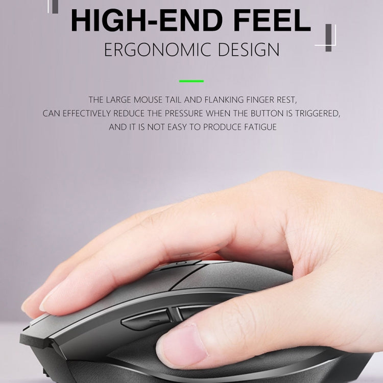 Inphic A1 6鍵 1000/1200/1600 DPI 家用遊戲無線機械滑鼠，顏色：灰色 無線+Bluetooth 4.0+Bluetooth 5.0，黑色 無線+Bluetooth 4.0+Bluetooth 5.0，黑色 無線充電靜音版，灰色 無線充電靜音版