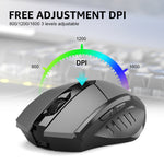 Inphic A1 6鍵 1000/1200/1600 DPI 家用遊戲無線機械滑鼠，顏色：灰色 無線+Bluetooth 4.0+Bluetooth 5.0，黑色 無線+Bluetooth 4.0+Bluetooth 5.0，黑色 無線充電靜音版，灰色 無線充電靜音版