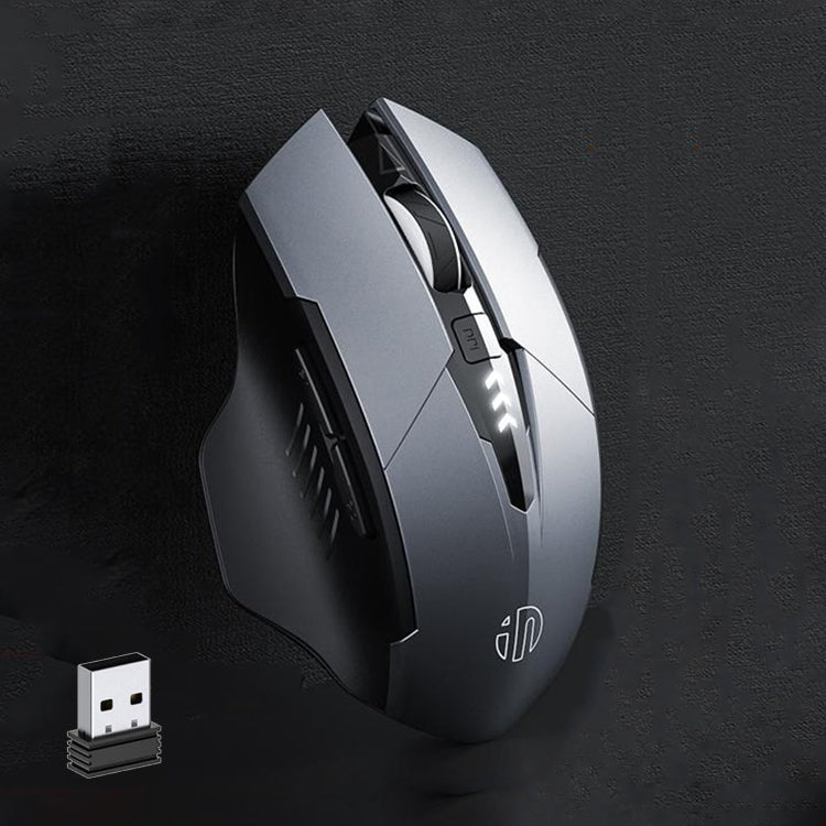 Inphic A1 6鍵 1000/1200/1600 DPI 家用遊戲無線機械滑鼠，顏色：灰色 無線+Bluetooth 4.0+Bluetooth 5.0，黑色 無線+Bluetooth 4.0+Bluetooth 5.0，黑色 無線充電靜音版，灰色 無線充電靜音版