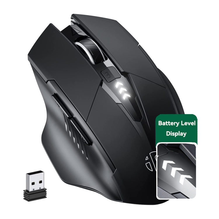 Inphic A1 6鍵 1000/1200/1600 DPI 家用遊戲無線機械滑鼠，顏色：灰色 無線+Bluetooth 4.0+Bluetooth 5.0，黑色 無線+Bluetooth 4.0+Bluetooth 5.0，黑色 無線充電靜音版，灰色 無線充電靜音版