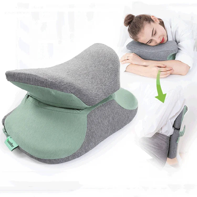 BEWALKER Multifunctional Student Portable Nap Pillow Waist Support Foldable Memory Foam Nap Pillow Office Sleeping Pillow, 38x20x15cm