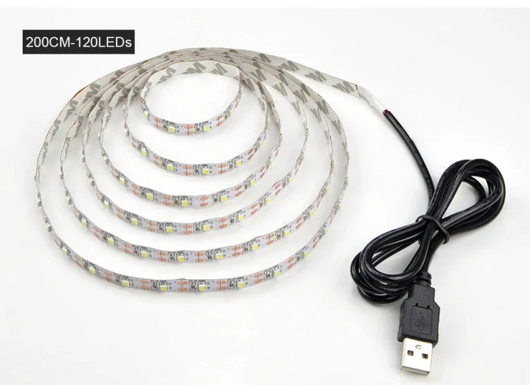 USB供電SMD 2835環氧樹脂LED燈條聖誕桌面裝飾燈，電視背景燈，1米，5米