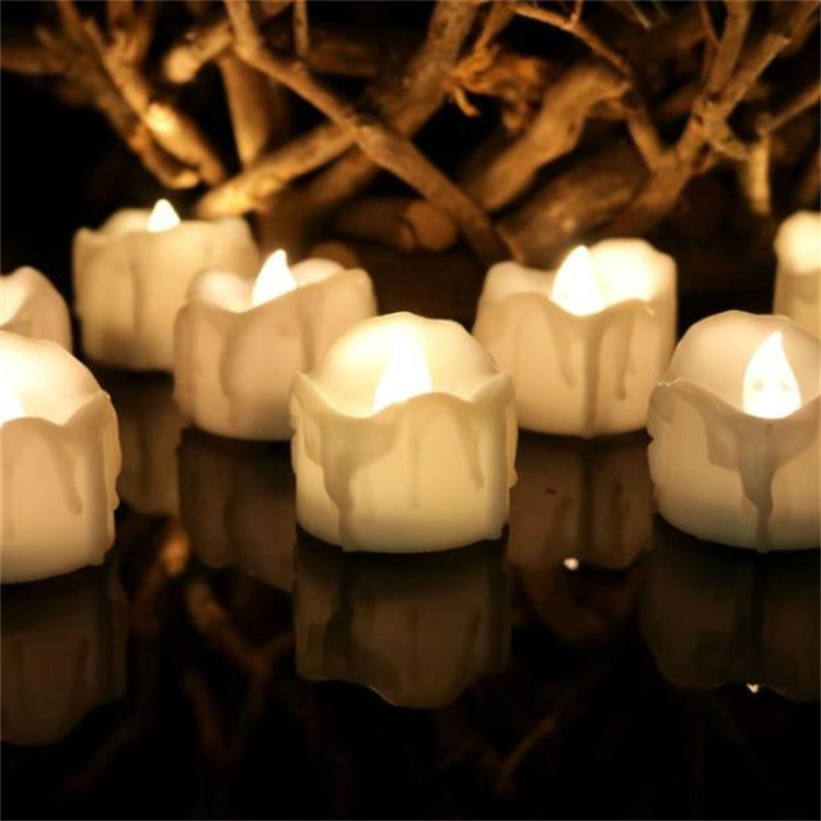 12個/盒 LED蠟燭電子茶蠟模擬淚滴電子蠟燭燈婚禮裝飾蠟燭燈